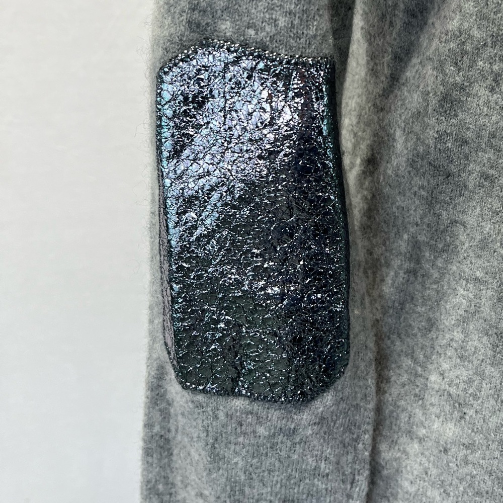 Zadig & Voltaire Gray 100% Cashmere Kimmy Patch Long Sleeve Sweater Top Sz. S - Picture 5 of 7